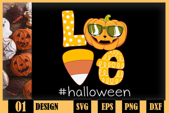 Love Halloween Pumpkin Candy Corn Graphics for Crafts