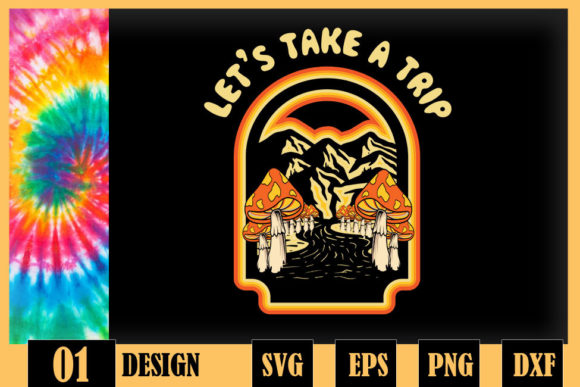 Magic Mushroom Trippy Hippie Graphics for Crafts