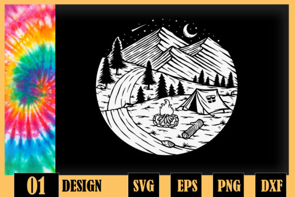 Vintage Retro Boho Peace Hippie Camping Graphics for Crafts