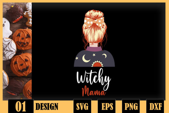 Witchy Mama Halloween Skull Witch Spooky Graphics for Crafts